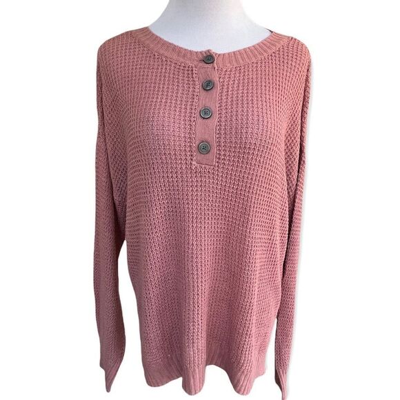 American Eagle Lightweight Open Knit Dusty Rose Long Sleeve Top/ Sweater Small - Picture 1 of 7